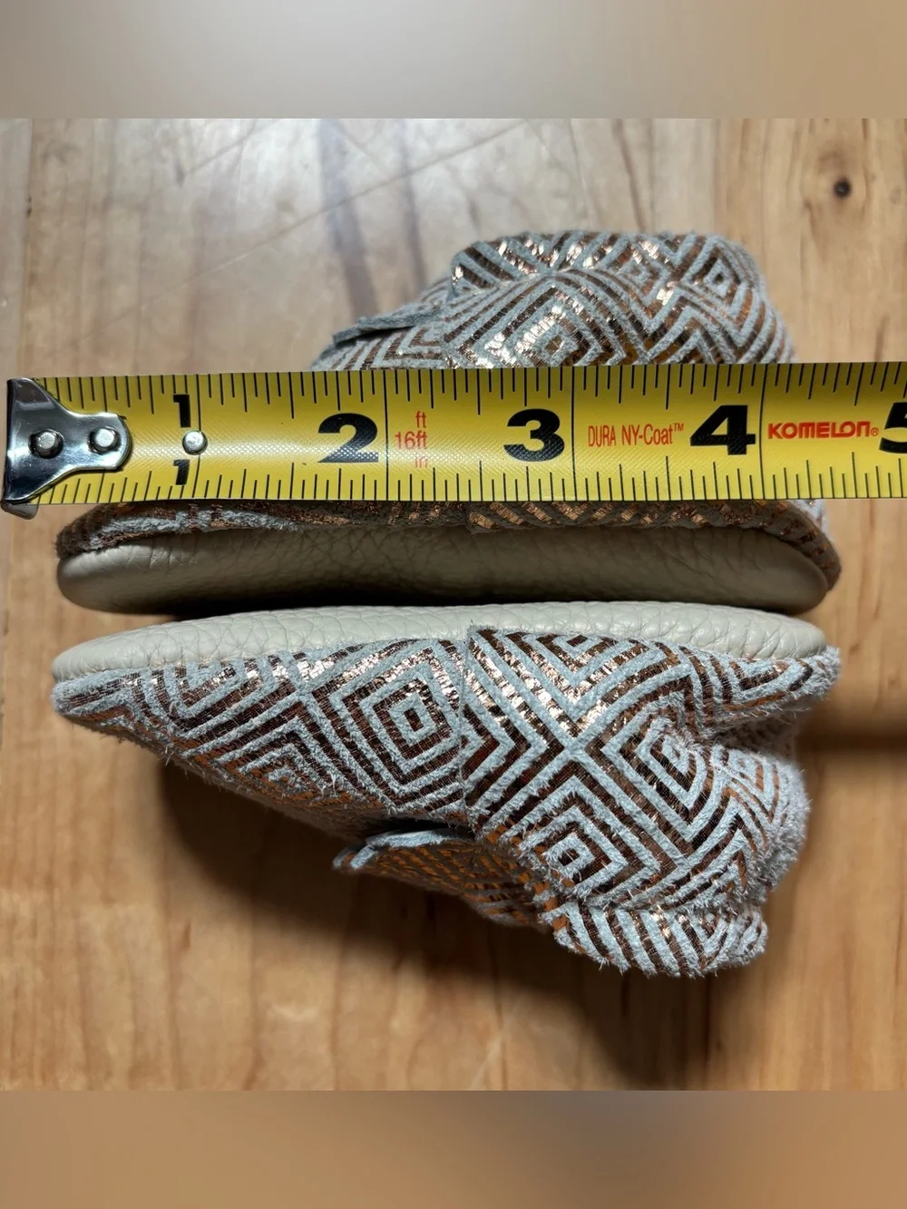 Freshly Picked Baby Toddler Metallic Geometric Leather Moccasins - Gold & Cream